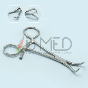 OR Grade Bone Reduction Forceps 5.5" Long Ratchet Curved Orthopedic Instruments  - Picture 1 of 4