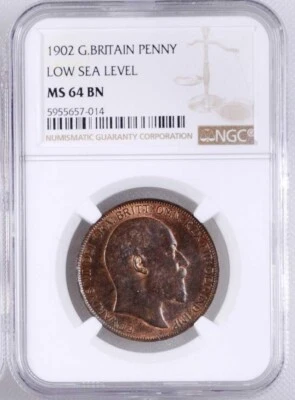GREAT BRITAIN EDWARD VII  1902 1 PENNY CHOICE UNCIRCULATED CERTIFIED NCG MS64-BN - Image 1 of 4