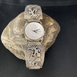 Reloj de pulsera nativo antiguo peón Kokopelli navajo plata esterlina puntas 14104 - Imagen 1 de 12
