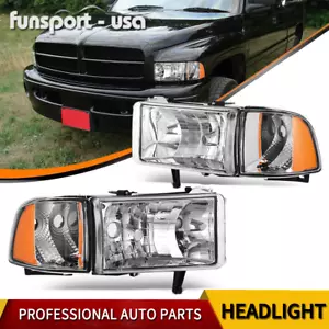 Chrome Housing Headlights Assembly Fit For 1994-2002 Dodge Ram 1500 2500 3500 - Picture 1 of 12