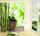 Green Bamboo Waterproof Bath Polyester Shower Curtain Liner Water Resistant