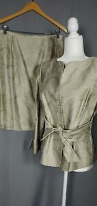 Vintage Kay Unger Skirt Suit Gold Brocade Paisley Silk Blend Special Occasion 12