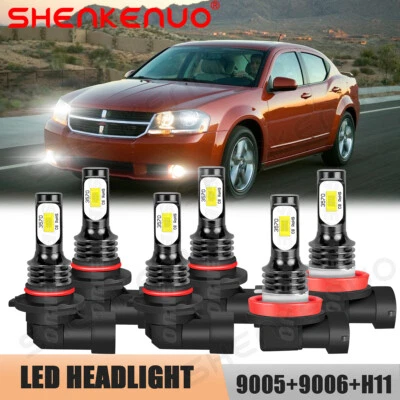For 2013-2014 Dodge Avenger Combo LED Headlight High/Low + Fog Light Bulbs Kit - Image 1 of 4