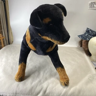 RARO TAMAÑO NATURAL 36” Rottweiler Melissa & Doug PELUCHE REALISTA PERRO MASCOTA NEGRO MARRÓN Foto 1 de 4