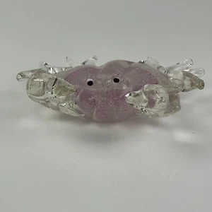 Blown Glass Crab Figurine Clear Pink Ocean Coastal Decor Beach - Picture 1 of 8