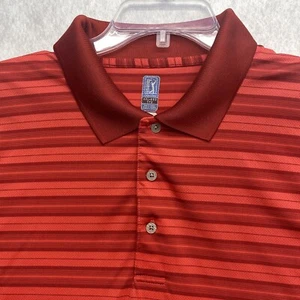 PGA Tour Airflux Performance Men's Red Striped Golf Polo Shirt XXL Embroidered - Picture 1 of 20