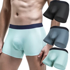 Mens Boxer Briefs Ice Silk Shorts Comfortable Cool Underwear Super Thin Trunks - Picture 1 of 26