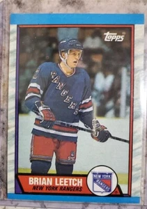 Tarjeta de novato 1989 Topps 136 Brian Leetch New York Rangers centrada como nueva - Imagen 1 de 2