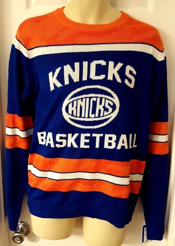 NEW YORK KNICKS Sweater Size Small Glow In the Dark Ugly Christmas Holiday Blue Cover