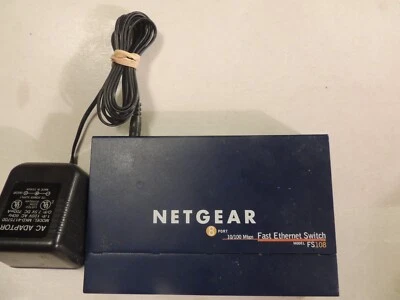 NETGEAR ProSafe 8 Port FS108 v2 10/100 Mbps Fast Ethernet Switch & AC Adapter - Image 1 of 3