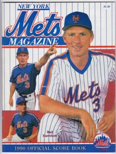 1990 NY METS VS PHILADELPHIA PHILLIES OFFICIAL SCORECARD BUD HARRELSON COVER - Picture 1 of 3