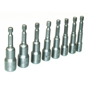 1/4" HEX MAGNETIC NUT DRIVER 8PC SOCKET METRIC IMPACT DRILL BIT SET 6MM TO 13MM - Picture 1 of 2