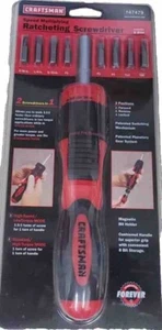 NEW SEALED CRAFTSMAN TOOLS # 47479 RATCHETING SCREWDRIVER SET W/ 8 BITS - Picture 1 of 1