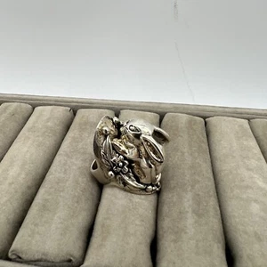 Vintage Mexican/Navajo Native American Jewelry Silver Rabbit Hand Cast Ring - Picture 1 of 6