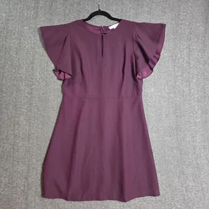NWT Loft Flutter Sleeve A-line Dress Plum Purple Size 12 - Picture 1 of 10