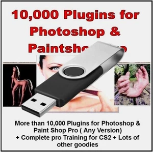 10,000 Plugins For Photoshop & Paint Shop Pro + Photoshop Training Course USB - Picture 1 of 3