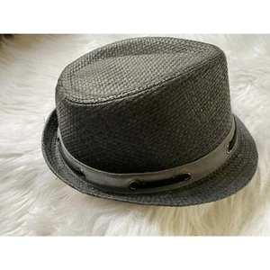 Children's Place Hat Gray Straw Fedora Childs Sz L 10 yrs + - Picture 1 of 5