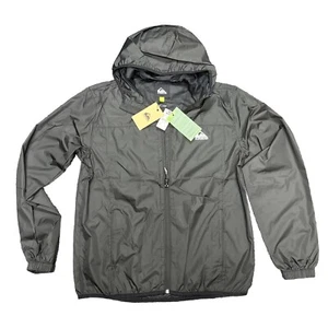 Quicksilver Overcast Windbreaker Jacket Hooded neck Boys Size XL /16 -Black -NEW - Picture 1 of 10