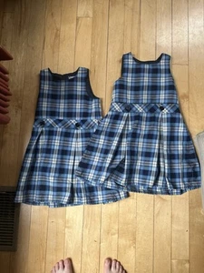 Lands End Youth Girls 7 School Uniform Jumper Dress Skirt Blue Lot - Picture 1 of 2