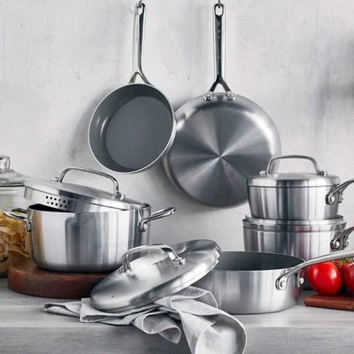 GreenPan GP5 Vista 5-Ply Stainless Ceramic Nonstick 10-piece Cookware Set NEW - Image 1 of 4