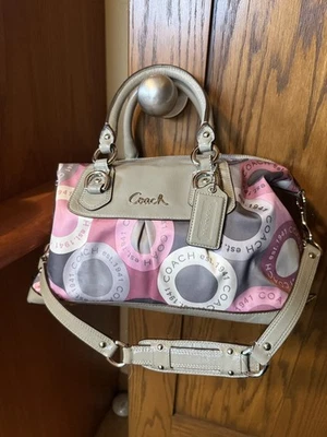 Coach Ashley Pink Snap Head Satchel Handbag Signature Design C1176-F15451 - Image 1 of 4