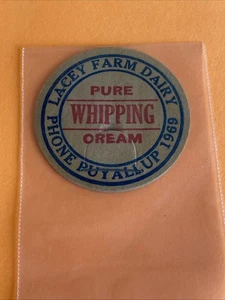 Vintage 1969 Lacey Farm Dairy Pure Whipping Cream Milk Bottle Cap - Bild 1 von 2