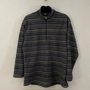 Patagonia Men's Large 1/2 Half Zip Fleece Pullover Striped Blue Gray Activewear - Picture 1 of 4