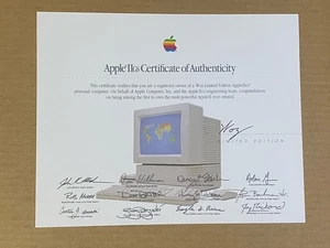 Vtg Apple IIgs Certyfikat/List autentyczności Woz Edycja limitowana - Zdjęcie 1 z 6
