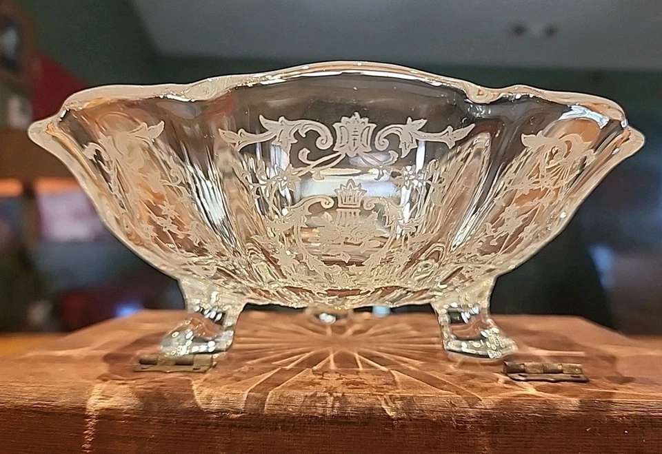 Fostoria's Navarre Etched Pedestal Footed 7" Bowl  - Image 1 of 4