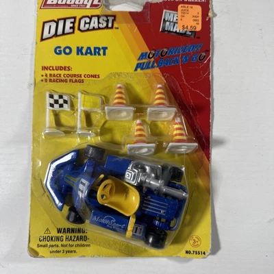 Buddy L Die Cast Go Kart juguete tirar hacia atrás juguete curso de carreras conos banderas de carreras Nuevo de Lote Antiguo Foto 1 de 4