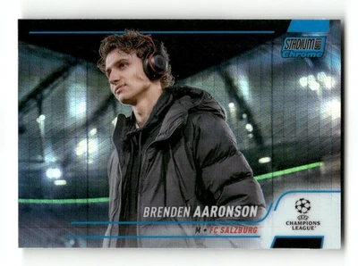2021-22 Stadium Club Chrome #15 Brenden Aaronson Blue Prism Refractor - Image 1 of 2