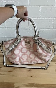 Coach Pink Women's Madison Op Art Sophia Satchel 17000 Shoulder Bag Handle - Picture 1 of 10
