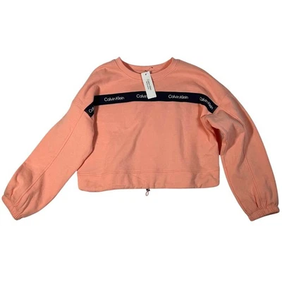Calvin Klein производительности толстовка укороченный логотип Athleisure персиковый женщин M новый с Ярлыками - Изображение 1 из 4