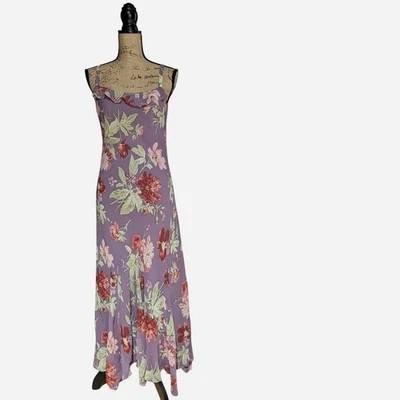 Whimsical Laura Ashley Lilac 100% Silk Bias Cut Dress UK 12/14 (US 10) - Image 1 of 4