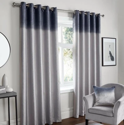 Fusion GREY Strata Ombré Eyelet Curtains 46x 54”-117X137 Cm Drop.Save £££’s - Image 1 of 3