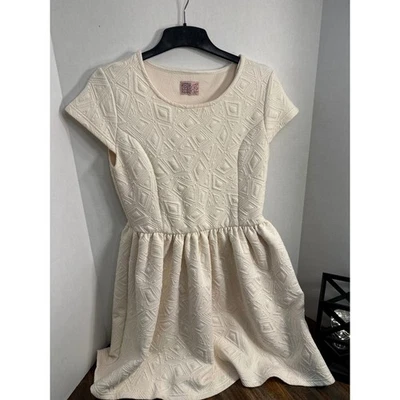Neon Rose Girls Dress Size 14 Cream Diamond Pattern Party Casual Cute - Image 1 of 4