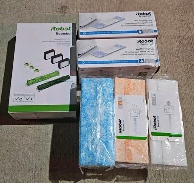 LOT iRobot BRAAVA Jet 25 Wet Mopping Pads & 3 Filters & 3 Edge Sweeping Brushes - Image 1 of 4