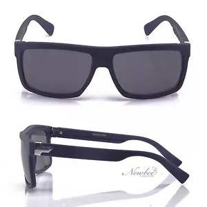Occhiali da sole blu navy montatura classica rivestita in gomma lenti rettangolari sensazione opaca - Foto 1 di 2