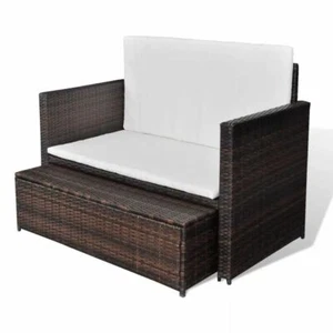 Home Patio Rattan Wicker Outdoor Garden Sofa Love Bed 2 Seater Stool 2 Colors - Picture 1 of 12