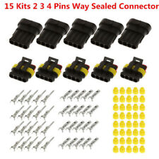 Universal 15Kits 2 3 4 Pins Way Sealed Waterproof Electrical Wire Connector Plug