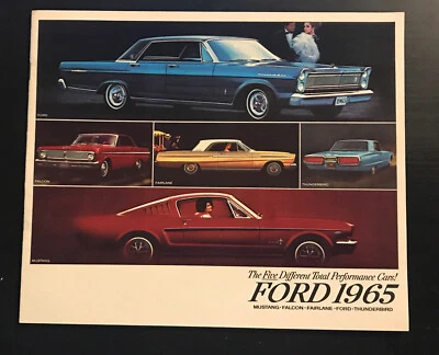 1965 FORD FULL-LINE CAR SALES BROCHURE ORIGINAL MUSTANG T-BIRD FALCON+ - Image 1 of 4
