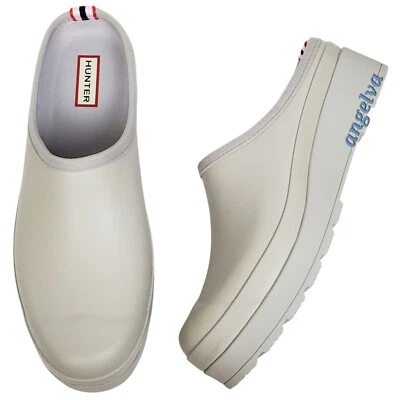 Zuecos Hunter Original Play Slip On Gris Impermeable Plataforma Cuña Trabajo Cómodo Foto 1 de 4