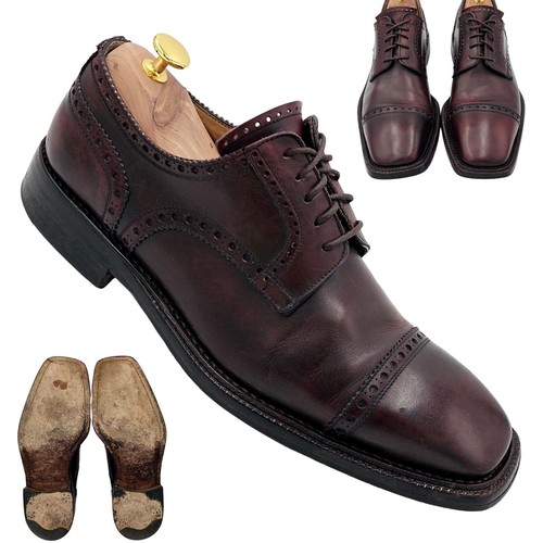 Calzoleria Harris Italy Mens 10.5 Burgundy All Leather Dress Shoes Derby Oxfords Calzoleria Harris Italy Dress Shoes Mens 10.5 Burgundy All  main image 2