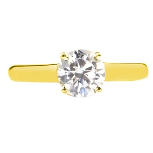 0.50Ct G-H VS2 5.00mm 100% Natural White Diamond Ring In Solid 14KT Yellow Gold - Picture 1 of 4