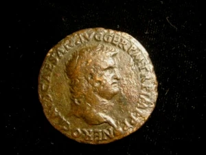 NERO. AD 54-68. AS. Choice portrait. Victory left. Corroded reverse. - Picture 1 of 2