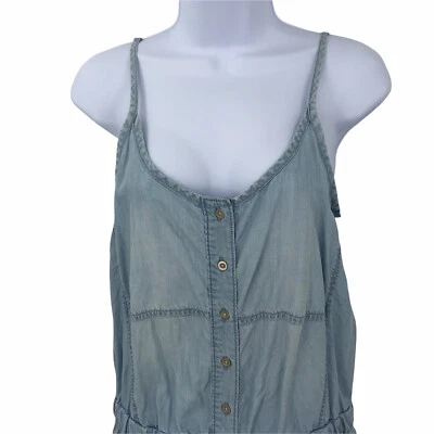 Cloth & Stone Womens Romper Size 6 Light Wash Tencel Button Front Sleeveless - Image 1 of 4