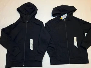 2X Cat & Jack Boys' Fleece Zip-Up Hooded Sweatshirt Hoodie Solid Black M/8 - Picture 1 of 7