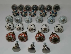 Vintage 30 Pieces Ceramic Cabinet Knobs Furniture Handle Drawer  - Picture 1 of 11