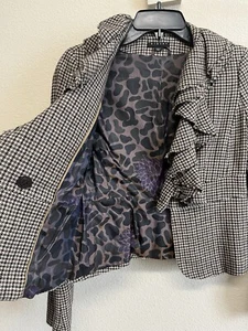 Sisley Blazer braun Hahnentritt Größe 2/36 Rüschen Vintage Wolle - Bild 1 von 12