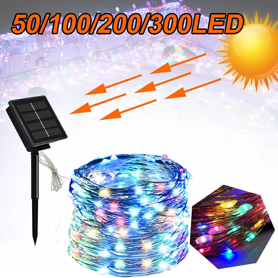 LED Solar String Light Automatic Waterproof w/8 Lighting Modes Copper Wire Light - Image 1 of 4